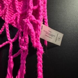 Bright Hot Pink Crochet Fringe Swinsuit Coverup